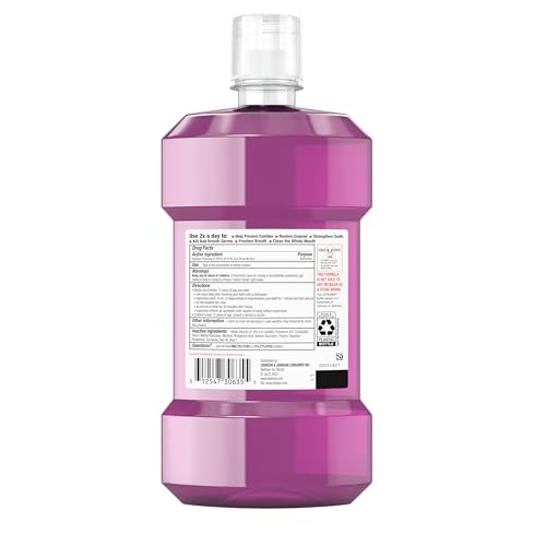 Listerine Total Care Anticavity Fluoride Mouthwash, 6 Benefits in 1 Oral Rinse Helps Kill 99% of Bad Breath Germs, Prevents Cavities, Strengthens Teeth, Fresh Mint, Twin Pack, 2 x 1 L