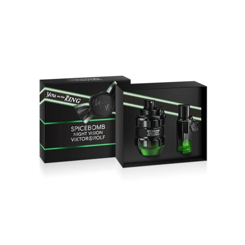 Viktor&Rolf - Spicebomb Nightvision Eau de Toilette Spring Gift Set - Woody & Spicy - Cologne for Men - With Notes of Citrus & Tobacco - Full Size, 3 Fl Oz & Travel Size, 0.68 Fl Oz