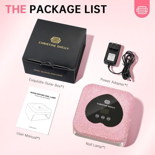 UV Nail Lamp, CHRISTINE SHELLY UV Light for Gel Nails, 48W Plug-in Mini Diamond Nail Lamp Nail Dryer with Touch Control Auto Sensor and 3 Timer Settings Nail Light Curing Lamp, Home
