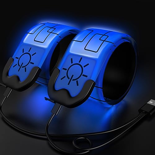 Todoxi 2 Pack LED Armband Rechargeable, Running Lights for Runners, Running Lights, Reflective Running Gear Light Up Armband High Visibility LED Wristband Lights for Running Walking