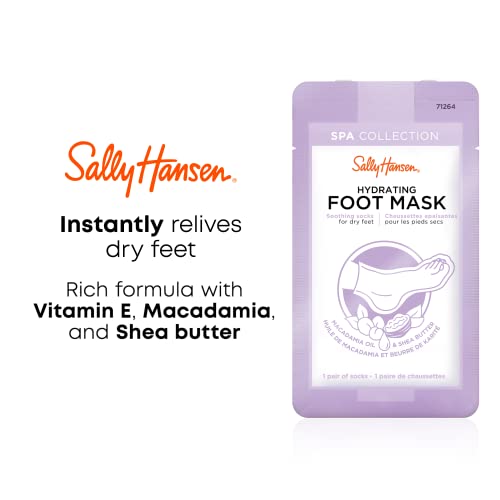 Sally Hansen Spa Collection, Hydrating Foot Mask, Soothing Socks for Dry Feet, Includes Vitamin E, Macadamia and Shea Butter