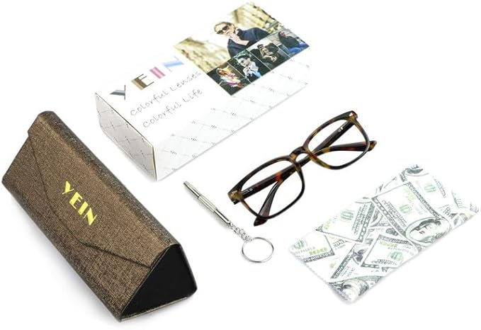 YEIN Bifocal Reading Glasses with Blue Light Blocking Lenses, Bifocal Reader for Women and Men, Vintage Square frame with Spring Hinge (+0.00/+1.25 magnification)