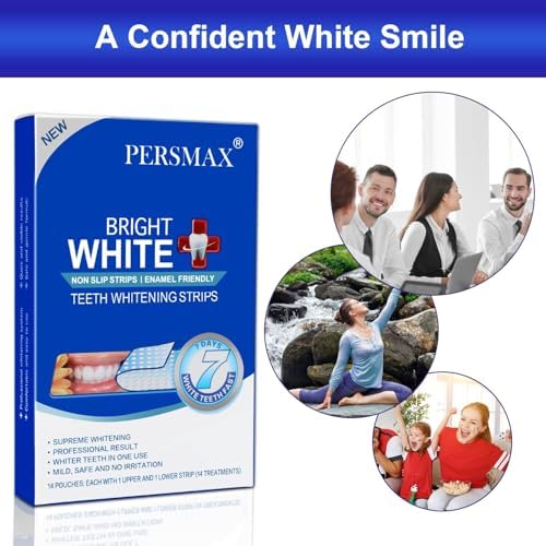 Teeth Whitening Strips for Teeth Sensitive, Non-Slip Enamel-Safe Strips, Professional and Safe Teeth whitening Strips, for Smoking/Coffee/Soda/Wine Stain, 14 Treatments 28 Strips (Mint)