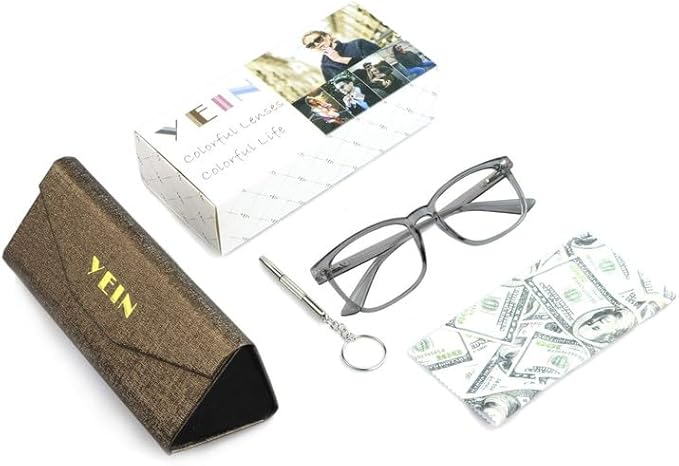 YEIN Bifocal Reading Glasses with Blue Light Blocking Lenses, Bifocal Reader for Women and Men, Vintage Square frame with Spring Hinge (+0.50/+2.50 magnification)