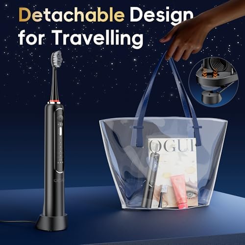 Electric Toothbrush with Water Flosser Combo in One, Professional Flossing Toothbrush for Teeth Cleaning and Flossing, Plaque Removal,Rechargeable with 5 Replacement Brush Heads