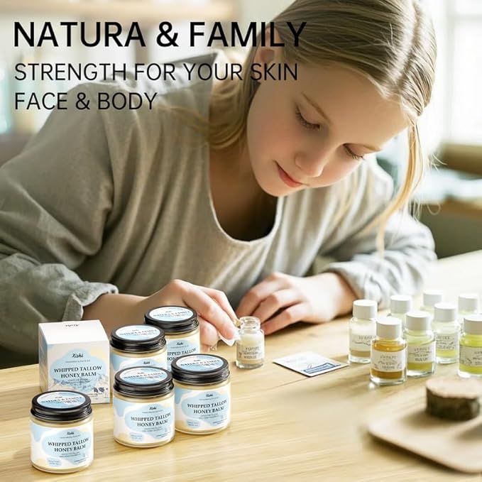 Xishi Beef Tallow for Skin, Grass-Fed Beef Tallow and Honey Balm with Raw Honey and Batana Oil, Fac & Body Moisturizer for Dry, Sensitive, Oily Skin, 4 Oz, Rich