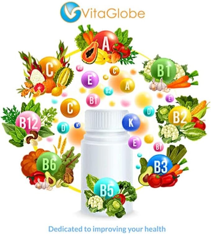 VitaGlobe B Complex Gummy - Strawberry Flavor with Vitamin C, Niacin, B6, B12 & Biotin for Energy, Heart Health and Brain Support, 120 Count (Pack of 2)
