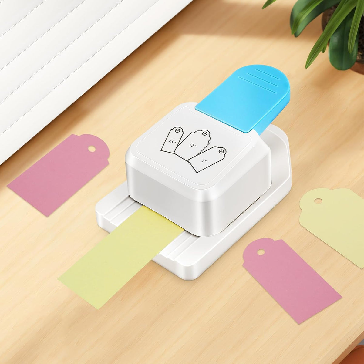 3 in 1 Craft Tag Punch, 1.5/2/2.5 Inch Gift Tag Paper Punches for Tags DIY Scrapbooking Craft, DIY-Projects Puncher for Card Making Scrapbooking Supplies, 1PC Blue