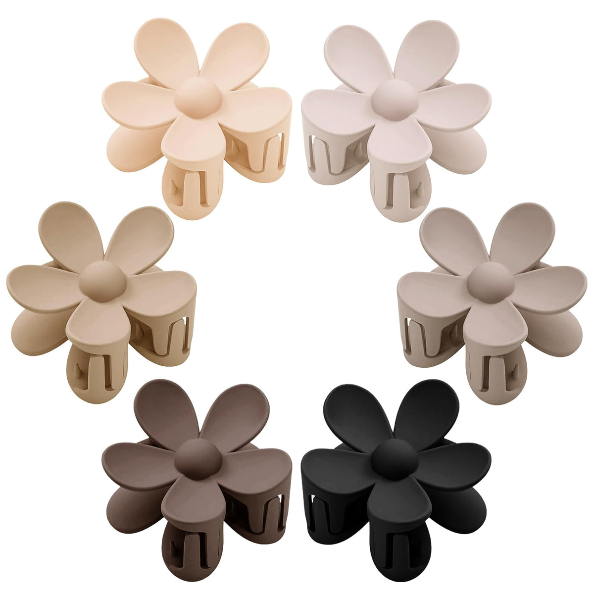 Flower Hair Clips 6 PCS Flower Claw Clips Daisy Clips for Women Matte Large Claw Clips Strong Hold Jaw Clamps Hair Accessories for Thick Hair 6 Colors