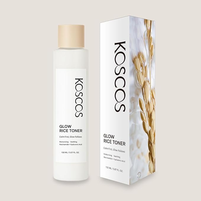 Glow Rice Toner, Milky Rice Water + 5-Layer Hyaluronic Acid Complex + Niacinamide, Korean Skin Care Moisturizing & Soothing Toner for Glowing Skin, 150ml / 5.07 fl.oz