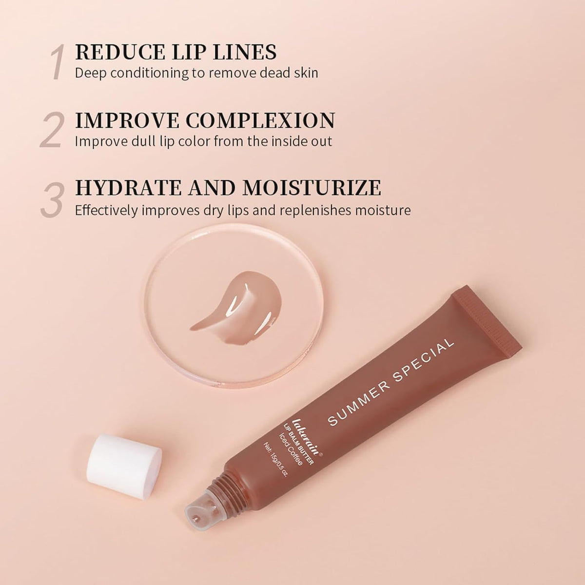 Summer Lip Butter Balm,Moisturizing Hydrating Lip Gloss Balm Set,Long-lasting Non-Sticky Nourishing Lip Care with Natural Ingredients for Soothing Softening Lips(#1-Vanilla)