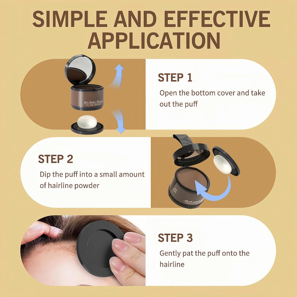 Hairline Powder (Auburn) - Instantly Cover Gray Hair Roots, Hair Color Shadow, Thin Hair Touch-Up, 4g