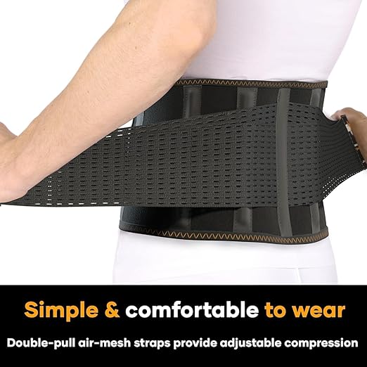 PLUS Lower Back Brace for Lifting at Work with Ergonomic Dimensional Lumbar Pad - Back Support Belt for Pain Relief for Men and Women - Medical Grade Orthopedic Waist Compression (Large)
