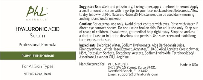 Hyaluronic Acid Serum for Face - (1.75 fl oz / 50 ml) with Vitamin C and E, Anti-Aging Line Correcting Serum - Boosts Hydration, Plumps Skin to Fill in Fine Lines and Wrinkles