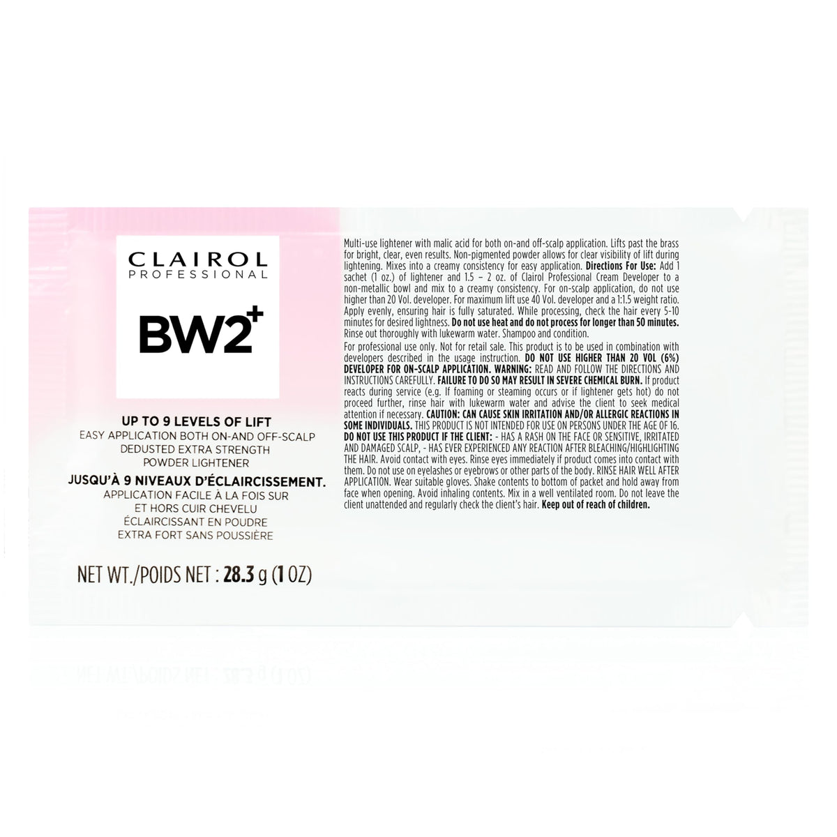 Clairol Professional BW2+ Dedusted Extra Strength Powder Lightener for Hair Highlights, 1 oz.
