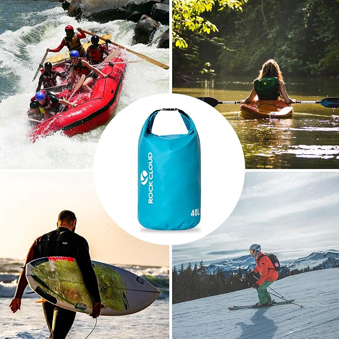 ROCK CLOUD Dry Bag Waterproof 5L Dry Sack for Kayaking Rafting Boating Beach Surfing Swimming Canoe Camping Hiking Fishing Ski, Orange