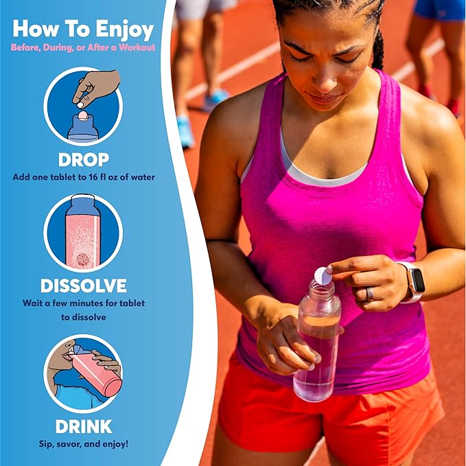 Nuun Sport Electrolyte Tablets with Magnesium, Calcium, Potassium, Chloride & Sodium, Gluten Free & Vegan, Watermelon, 4 Pack (40 Servings Total)