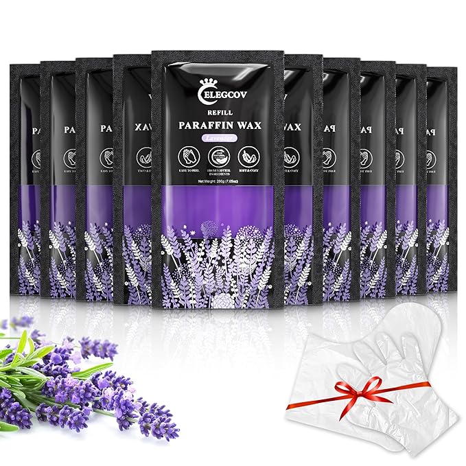 Paraffin Wax Refills-10 Pack Lavender Scented Paraffin Wax for Hand and Feet, Parrafin Wax Bath Blocks for Wax Machine, Relieves Muscle Fatigue, Deeply Hydrates, Moisturizes and Nourishes