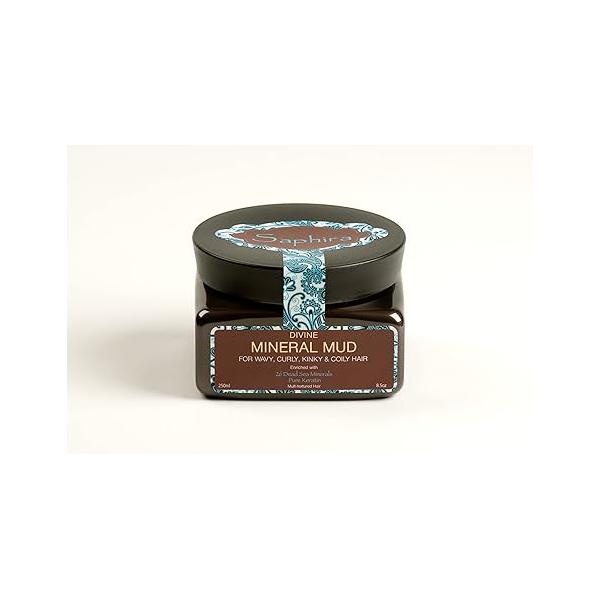 Saphira Divine Mineral Mud for Curly and Wavy Hair, Hair Moisturizer Deep Conditioning Mask Shine Bounce, Sulfate-Free, Paraben-Free, Vegan, 8.5 Ounce, Original Packaging