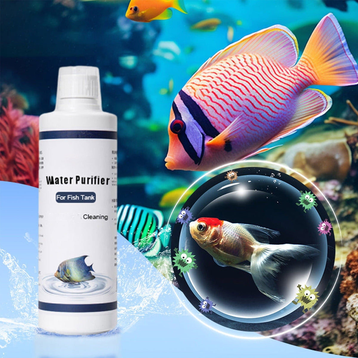 Zhourta Fish Tank Water Purifier 5 FL OZ Fish Water Purifier Cleaning Agent Water Purifier Water Quality Purifier Clarifying Agent Flocculant