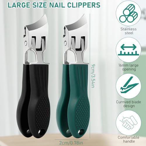 Eagle Beak Beveled Nail Clippers, Wide Jaw Opening Anti-Splash Slanted Nail Clipper Set, 2025 New Ultra Sharp Stainless Steel Nail Clippers for Thick and Ingrown Nails (Green)