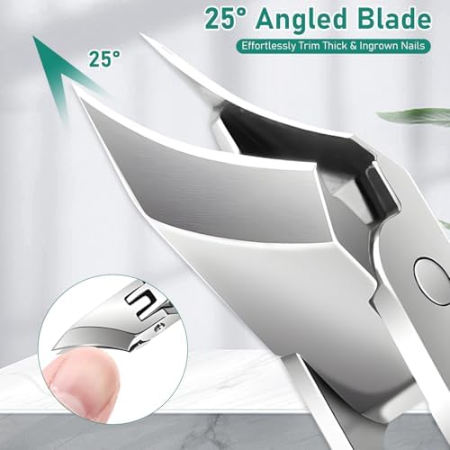 Eagle Beak Beveled Nail Clippers, Wide Jaw Opening Anti-Splash Slanted Nail Clipper Set, 2025 New Ultra Sharp Stainless Steel Nail Clippers for Thick and Ingrown Nails (Green)