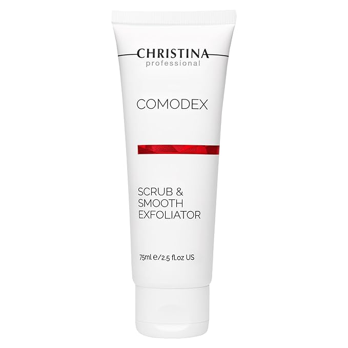 Christina Comodex Scrub & Smooth Face Exfoliator | Fights Oiliness, Visible Pores and Dark Spots | Exfoliate for face Removes Dirt and Oil Residue | Even-Toned Skin Effect 75ml