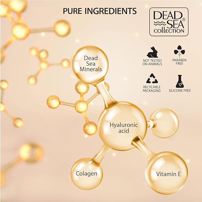 Dead Sea Collection Serum for Face with 5% Hyaluronic Acid, Dead Sea Minerals, and Vitamin E – Anti Aging Nourishing Skin Care Moisturizer to Reduce Wrinkles (1.01 fl. oz)