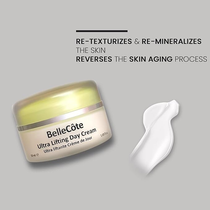 BelleCôte Paris Caviar Ultra Lifting Day Cream - Anti Aging with Hyaluronic Acid, Peptides & Avocado Oil | Boosts Collagen Synthesis & Reduces Lines and Wrinkles | For Dehydrated Face Skin 1.6 fl oz