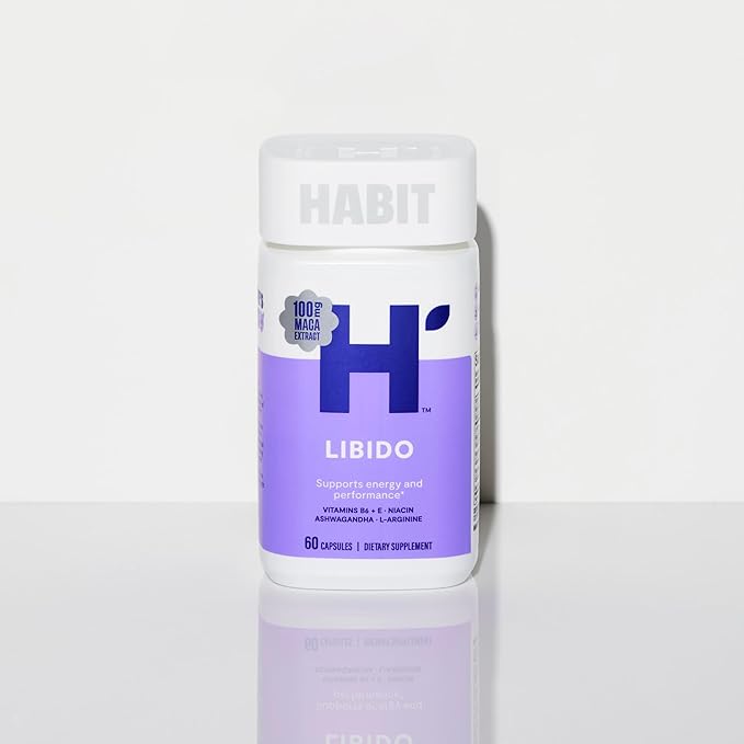 Habit Libido Supplement 2 Pack (120 Capsules) - New Look, Natural Aphrodisiac Blend with Maca, Ashwagandha L-Arginine, Supports Energy and Performance, Vegan, Non-GMO