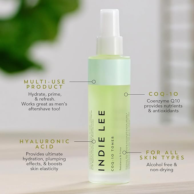 Indie Lee CoQ-10 Face Toner - Refreshing, Hydrating Mist for All Skin Typed - Hyaluronic Acid, Aloe + Chamomile - Alcohol + Essential Oil-Free Facial Toner (125ml)