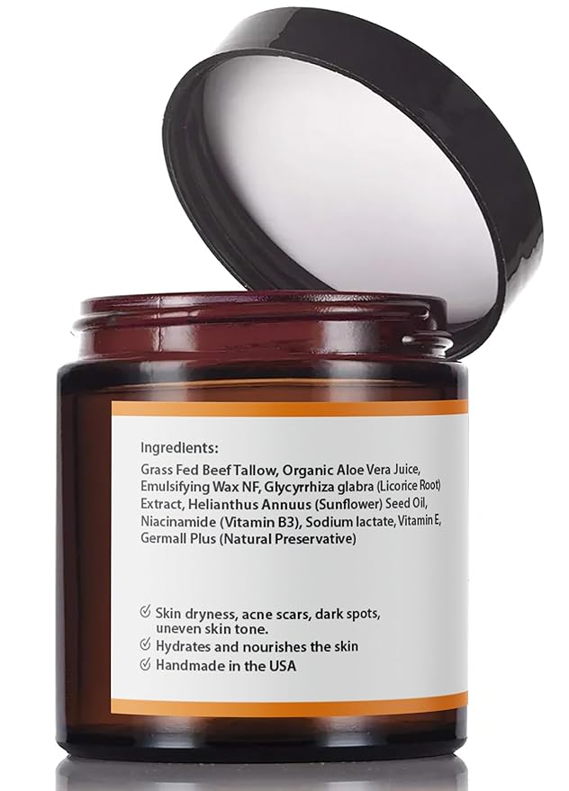 Tallow Face Moisturizer - Grass Fed Tallow for Skin Care- unscented Handmade Tallow face Cream- tallow balm Sensitive & Dry Skin (FRANKINCENSE)