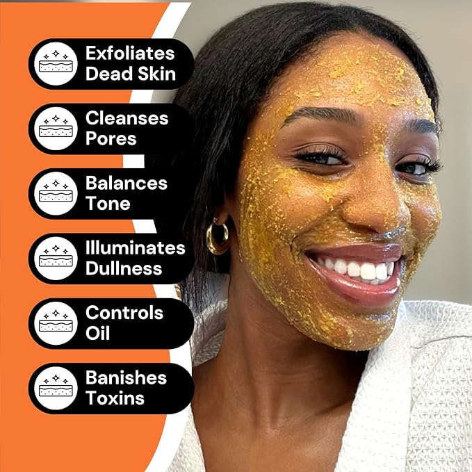 Minimo Glow Turmeric Face Scrub (𝐔𝐧𝐬𝐜𝐞𝐧𝐭𝐞𝐝) - Infused with Turmeric, Manuka Honey, Cinnamon, and Chamomile - Face Scrubber for All Skin Types - 5 FL OZ (147 ML)