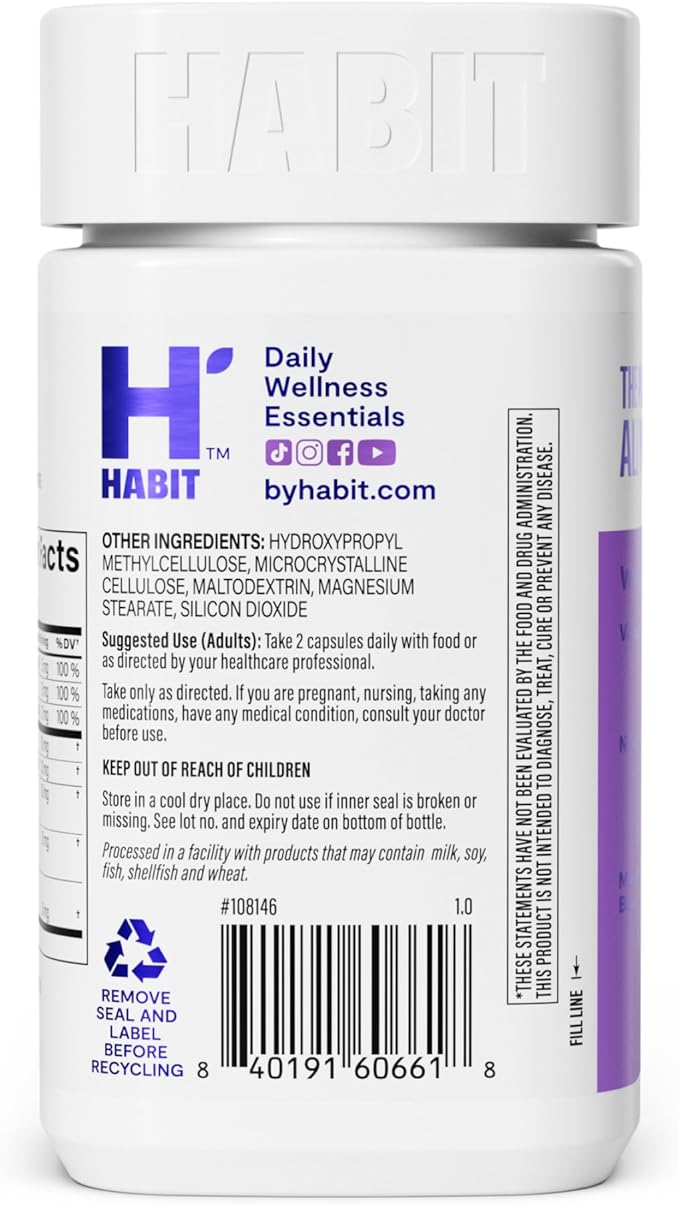 Habit Libido Supplement 2 Pack (120 Capsules) - New Look, Natural Aphrodisiac Blend with Maca, Ashwagandha L-Arginine, Supports Energy and Performance, Vegan, Non-GMO