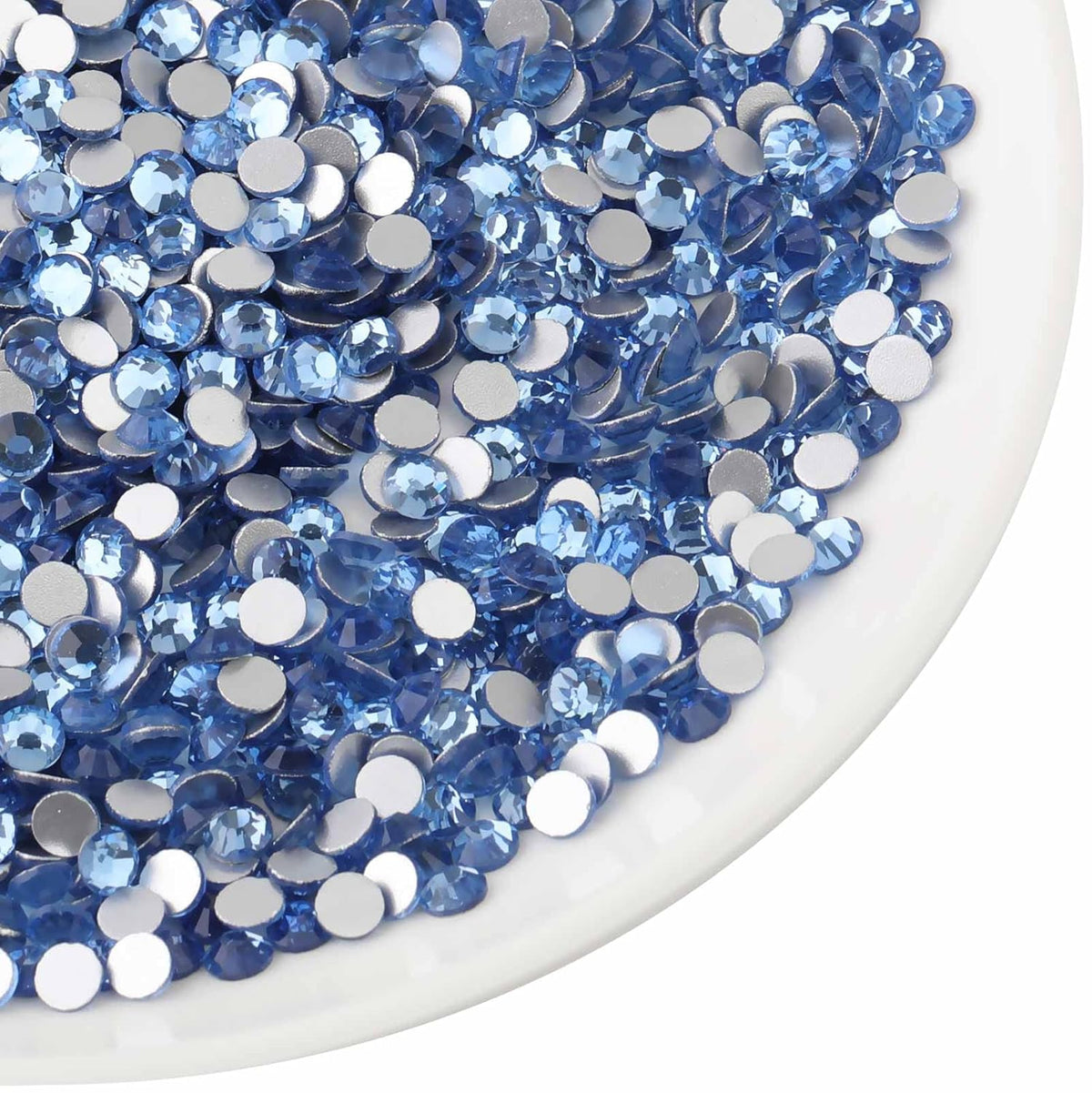 beadsland Flat Back Crystal Rhinestones Round Gems for Nail Art and Craft Glue Fix,Light Blue (2.7-2.8mm) SS10/1440pcs