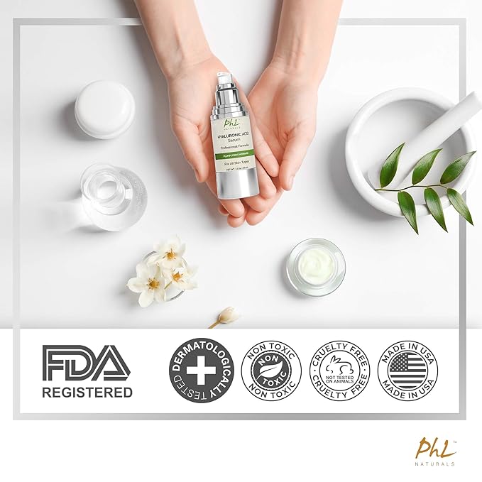 Hyaluronic Acid Serum for Face - (1.75 fl oz / 50 ml) with Vitamin C and E, Anti-Aging Line Correcting Serum - Boosts Hydration, Plumps Skin to Fill in Fine Lines and Wrinkles