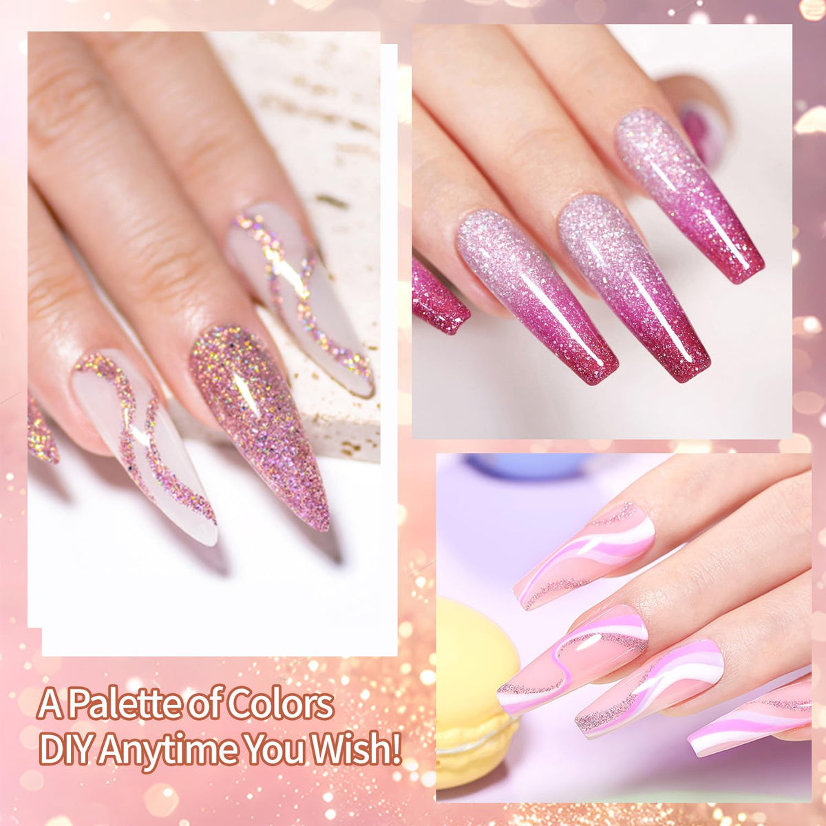 Finger Secret 9 Colors Set Ombre Pat Gel Nail Polish,GelS Polish Palette with 20Pcs Nail Sponges for 3d Gel Nail Art can be Painted in Salon or Home Use (L0)
