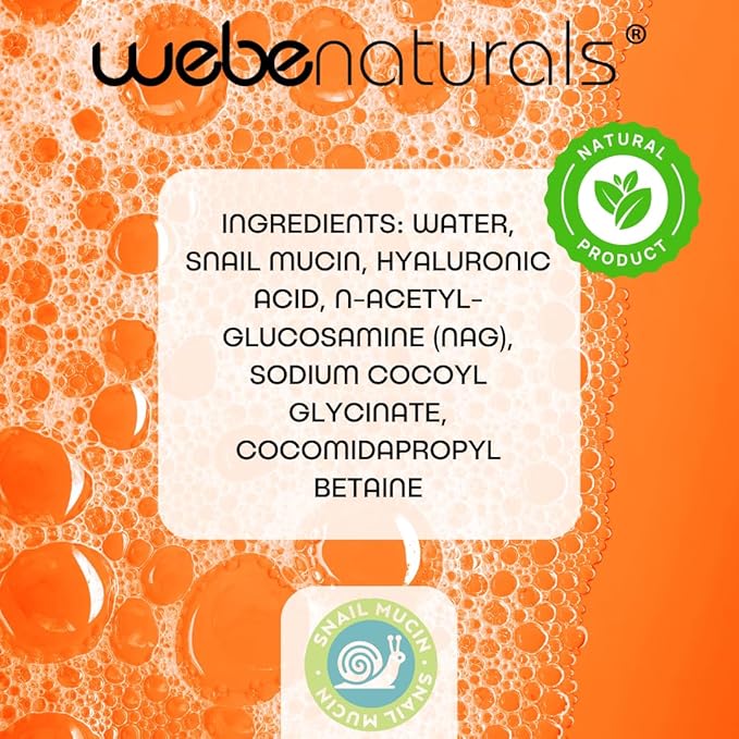 WEBE Refreshing Gentle Foam Cleanser | Snail Mucin, Hyaluronic Acid, N-Acetyl Glucosamine | Hydrating & Soothing Formula for Radiant, Moisturized Skin | Natural Skincare for all Skin Types