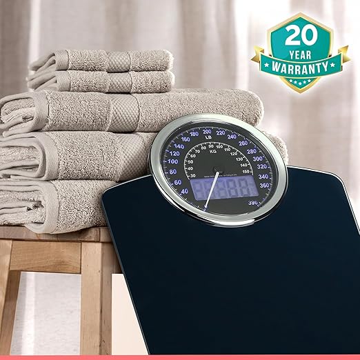 Adamson Hybrid 2-in-1 Analog & Digital Weighing Scale for Body Weight up to 400lbs + Thick Tempered Glass + Extra Large Display + Easy to Read Digital Bathroom Scale + New
