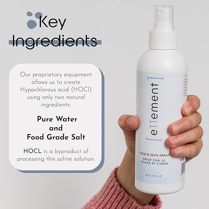 e11ement - Hypochlorous Acid Face and Skin Spray - HOCL- Safe for use on Acne Prone Skin - Eczema - Dry Scalp -Toner - Eye & Lash Cleanser - Face and Hand Cleanser (Feature Pack - 3 Bottles)