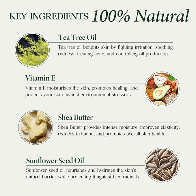 CLARA'S NEW YORK Glycolic Acid Facial Serum with Vitamin E for Exfoliating Smoothing Glowing Face Skin - Made in USA 30ml (1Fl/Oz) (Tea Tree)