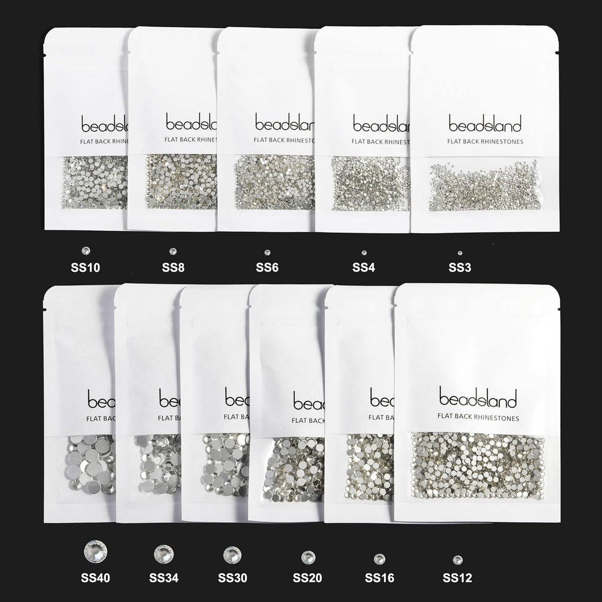 beadsland Flat Back Crystal Rhinestones Round Gems, Aquamarine (1.9-2.0mm) SS6/1440pcs