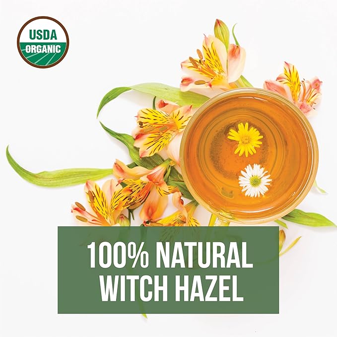 Organic Witch Hazel – 100% Pure Natural USP Astringent with 14% Alcohol | Hamamelis Virginiana Extract for Face, Skin, Hair & Wellness | 128 Fl Oz | 1 Gallon | Net Wt: 3.8kg /8.4 lbs