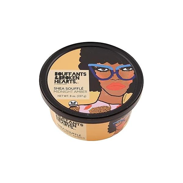 Scented Whipped Shea Butter for Skin | Moisturizing African Raw Butter, Almond Oil and Coconut (Midnight Amber Souffle, 8oz)