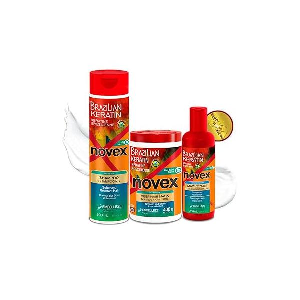NOVEX Brazilian Keratin Max Liquid Treatment Bundle - Reconstructive Keratin, Frizz control & Damage Repair